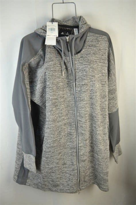 adidas reigning champ fleece hoodie womens xl gray full zip long sleeve tunic adidas reigning