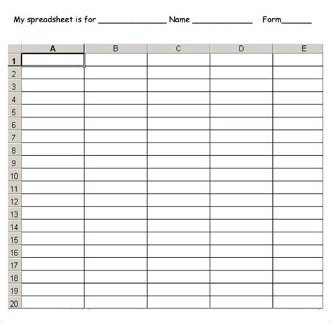 printable spreadsheet  shown   form   sheet  numbers
