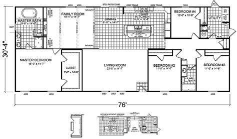 bedroom double wide mobile home floor plans homeplanone