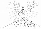Coloring Ascension Jesus Clipart Children Line Library Popular sketch template