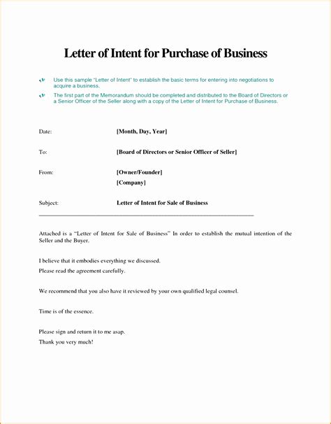 letter  intent  sell property template collection letter template