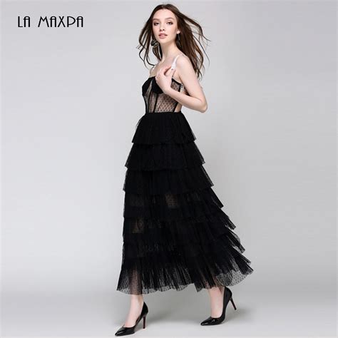 2018 black sexy bustier party dress new lace straps cute women mesh