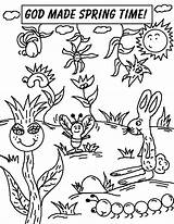 Spring Coloring Pages God Made Time Springtime Kids Sunday School Printable Summer Church Lesson Sheets Print Color Animals Themed Clipart sketch template