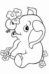 Elephant Coloring Pages Baby Print Color sketch template