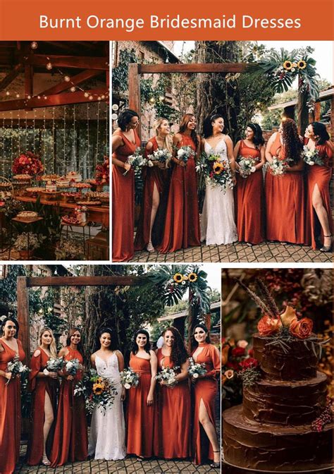 Amazing Burnt Orange Bridesmaid Dresses For Rustic Wedding Plaquinhas
