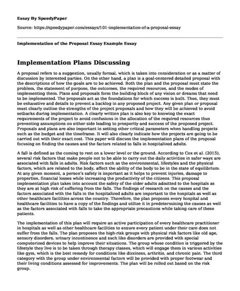 implementation   proposal essay  speedypapercom