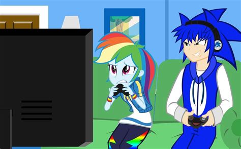 sonic and rainbow dash playing the game by trungtranhaitrung rainbow