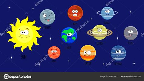 Planetas De Dibujos Animados Vectoriales Del Sistema Solar Sobre El
