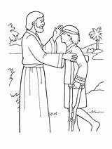 Blind Man Jesus Heals Coloring Getdrawings sketch template