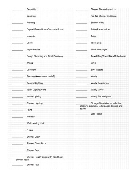 printable bathroom remodel checklist template customize  print