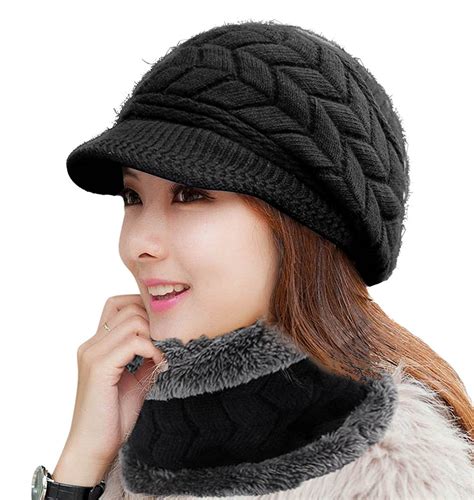 women winter warm knit hat wool snow ski caps  visor walmartcom