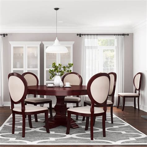 aripeka solid mahogany wood  dining table upholstered chairs set