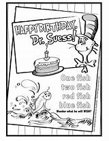Coloring Seuss Dr Suess Birthday Pages Printable Happy Sheets Sheet Color Printables Book Across America Read Activities Print Books Week sketch template