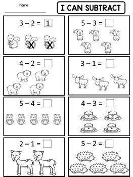 kindergarten addition  subtraction worksheets tpt print