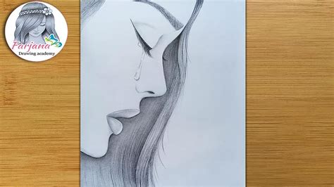 draw  sad girl step  step pencil sketch tutorial art