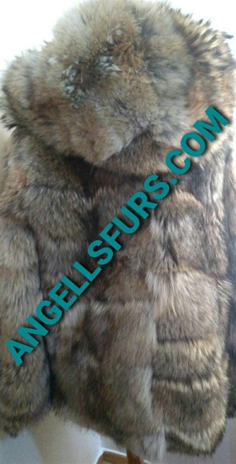 mens hooded coyote fur coatbrand  real natural genuine fur