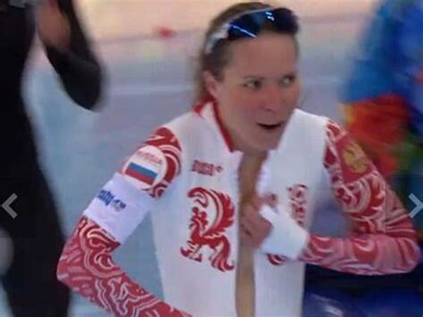 russian speed skater forgets she s naked under her suit starts to