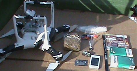 drone crashes  prison carrying blades crystal meth   large bag  cannabis mirror