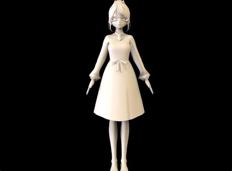 3d model anime girl low poly character 19 vr ar low poly rigged