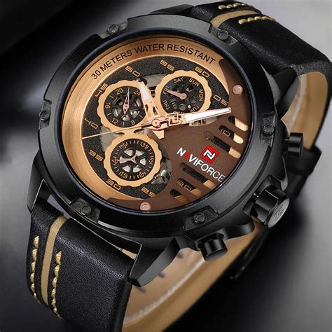 mens watches top brand luxury brand naviforce casual quartz  men leather sport wristwatches