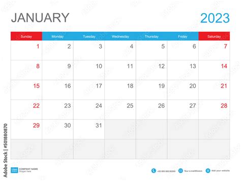 january 2023 template calendar 2023 design desk calendar 2023