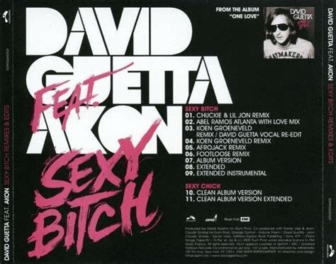 Carátula Trasera De David Guetta Sexy Bitch Remixes And Edits