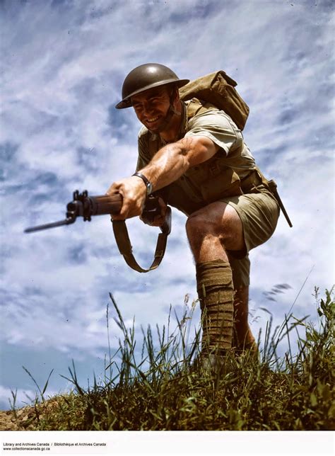 rare  wonderful color   canadian soldiers  world war ii