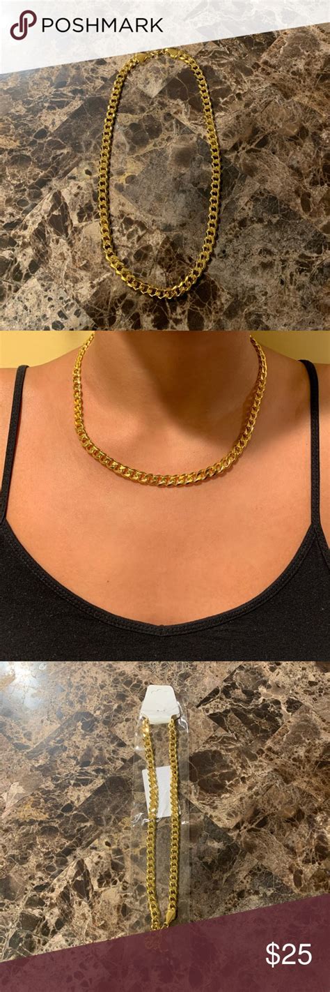 cuban link chain necklace mm chain gold necklace nwt