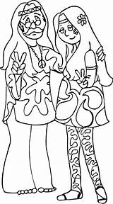 Hippie Coloring Pages Printable Drawings Hippy Drawing Clip Hippies Van Couple Color Getcolorings Getdrawings Print Imprimer Mandala Popular Template Book sketch template