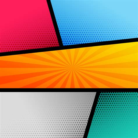 comic book page template  halftone  rays pop art effect