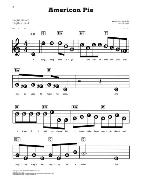 don mclean american pie sheet music download pdf score