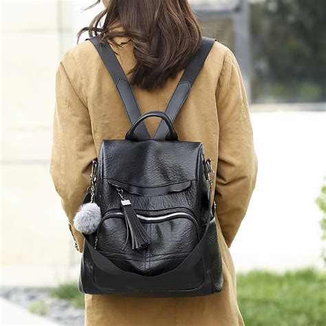 Women Leather Sheepskin Backpack Soft Leather Large Capacity Travel Bag