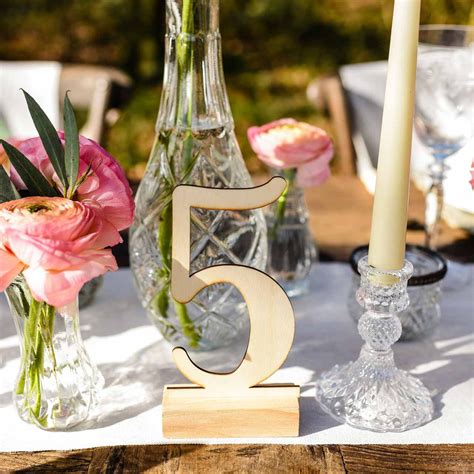 wooden table numbers    standing modern calligraphy  wedding   dreams