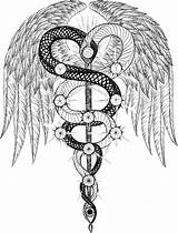 Caduceus Tattoo Tattoos Medical Drawing Caduceo Symbol Snake Wings Egyptian Kundalini Tatoo Drawings Tatto Cool Kabbalah Google Ouroboros Dna Ink sketch template
