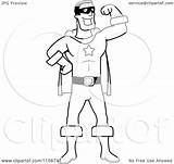 Hero Super Flexing Arm Clipart Coloring Cartoon Outlined Vector Cory Thoman Royalty sketch template