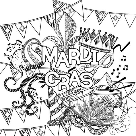 Mardi Gras Coloring Pages Free Printable Prntbl