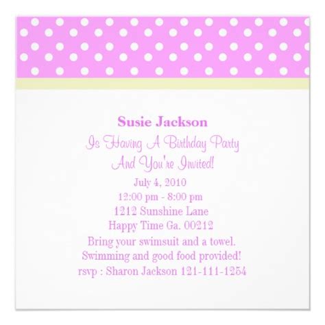 Pink And White Polka Dot Birthday Party Invitations 5 25 Square