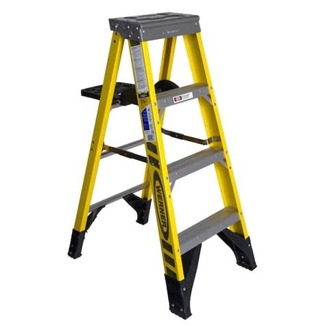 werner  ft fiberglass step ladder  shelf  lb load capacity