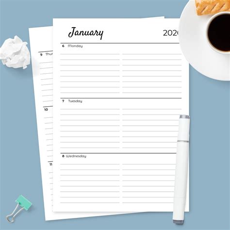 paper party supplies paper   list weekly schedule printable habit