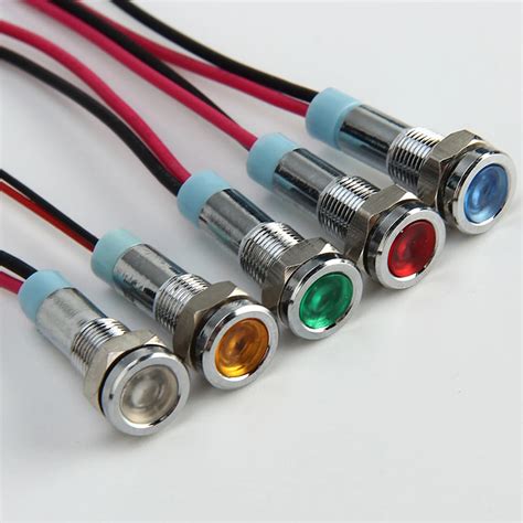 waterproof led metal indicator light mm signal lamp      wire red yellow blue