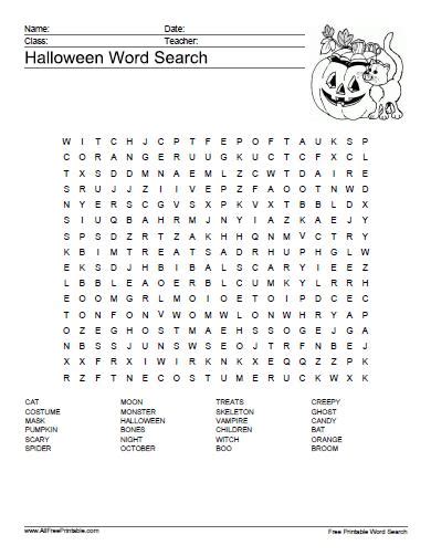 halloween word search  printable