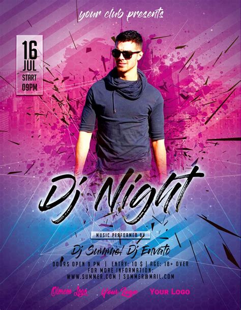 dj night summer party flyer poster  flyers design bundles