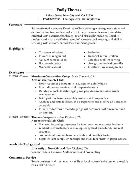accounts receivable clerk resume examples    today