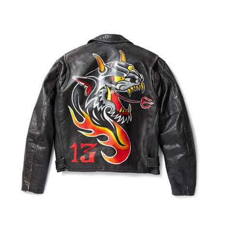 devil painted leather jacket custom edhardyoriginals