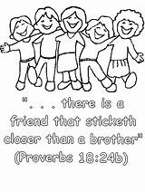 Coloring Friend Friendship Jesus Proverbs Color 18 Children Brother Closer Than Friends 24 Clipart There Prayer Childrenschapel Chapel Childrens Clip sketch template