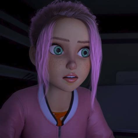 An Animated Girl With Pink Hair And Blue Eyes