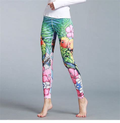 silanda sports women floral printed yoga leggings elastic yoga pants