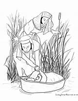 Moses Coloring Basket Baby Pages Sunday School Nile River Bible Kids Drawing Sheets Printable Bulrushes Crafts Jesus Preschool Popular Worksheets sketch template