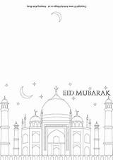 Eid Mubarak Card Colouring Cards Ramadan Template Festival Fitr Pages Crafts Al Mosque Greeting Printables Activityvillage Muslim Coloring Printable Kids sketch template