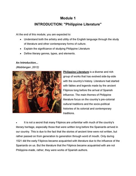 introduction philippine literature module  introduction philippine